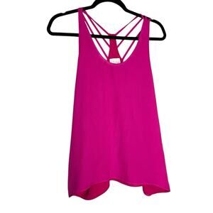 Parker 100% Silk Hot Pink Strappy Open Racer Back Tank Top Size Small